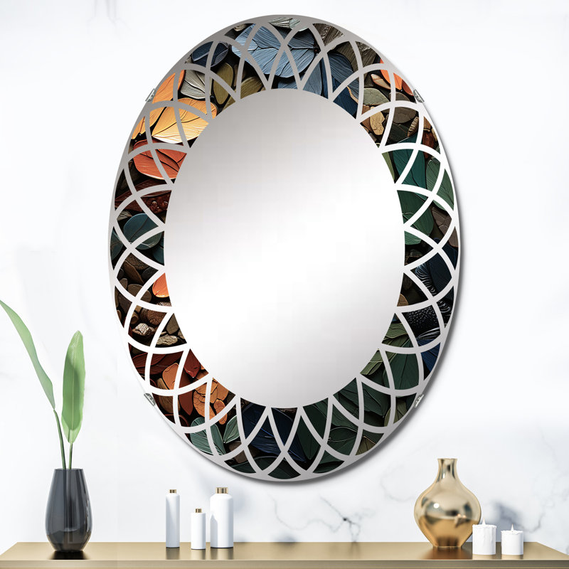 Feuil - Miroir mural moderne ovale, 36 po x 24 po