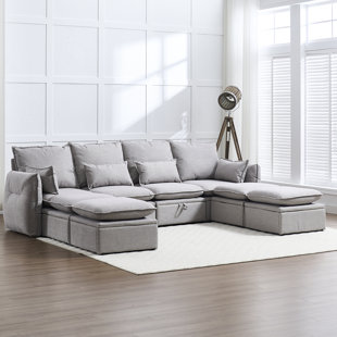 114" 8-Piece Sectional Sofa With 4 Ottomans