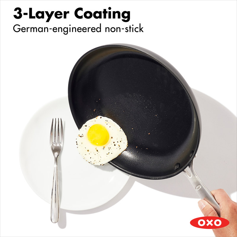 OXO Good Grips Pro 10" Frying Pan Skillet, 3-Layered German Engineered Nonstick Coating, 10.6" Diameter