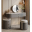 Table de coiffeuse contemporaine en cuir simple avec plateau en pierre et unité de rangement