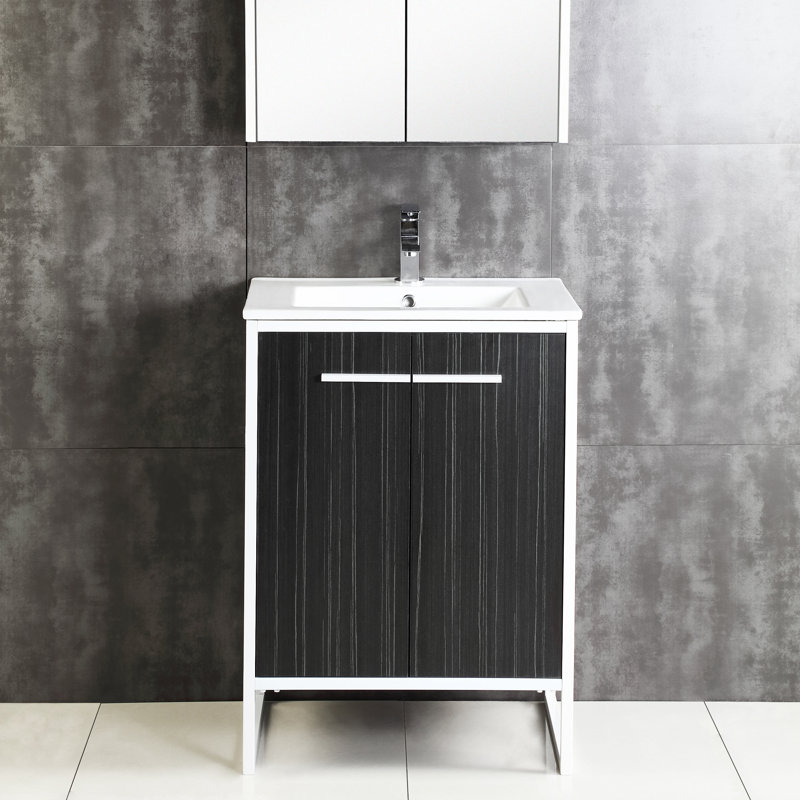 Ensemble de meuble-lavabo simple 24 po Saray, Gris matinal
