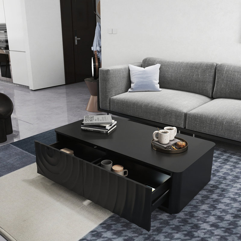 Table basse rectangulaire 47 po avec rangement, Noir