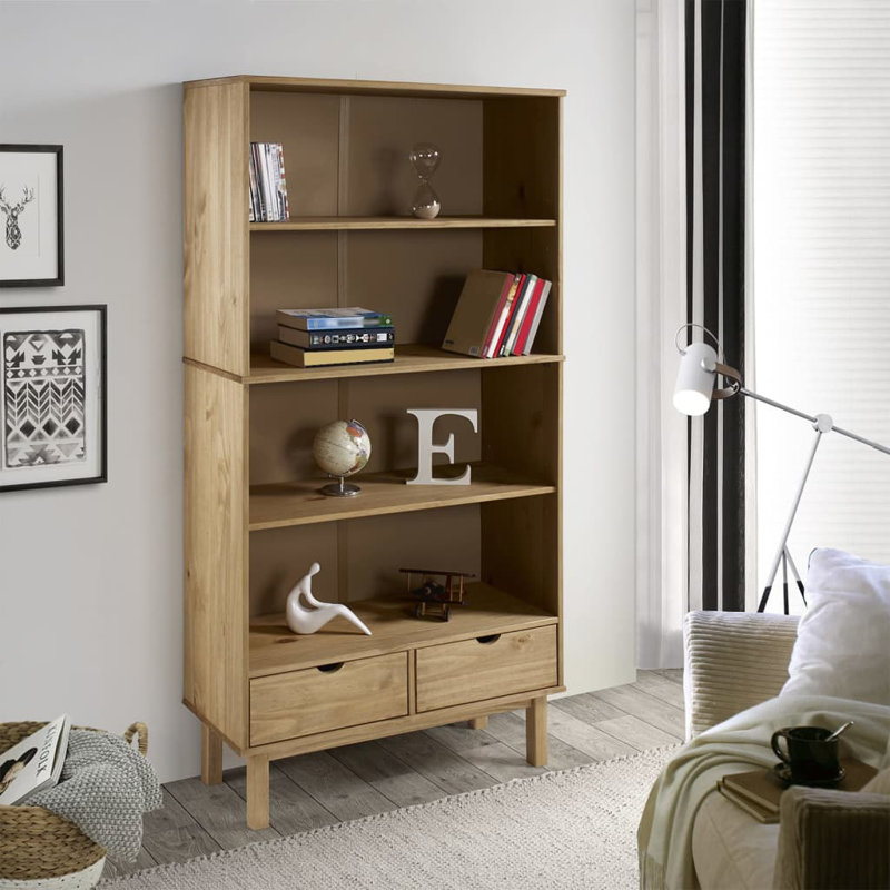 Simson 180cm H x 88cm W Standard Bookcase, Brown