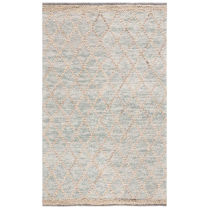 Tapis géométrique en laine / coton tissé à la main Fayelynn, Rectangle de 5 pi x 8 pi
