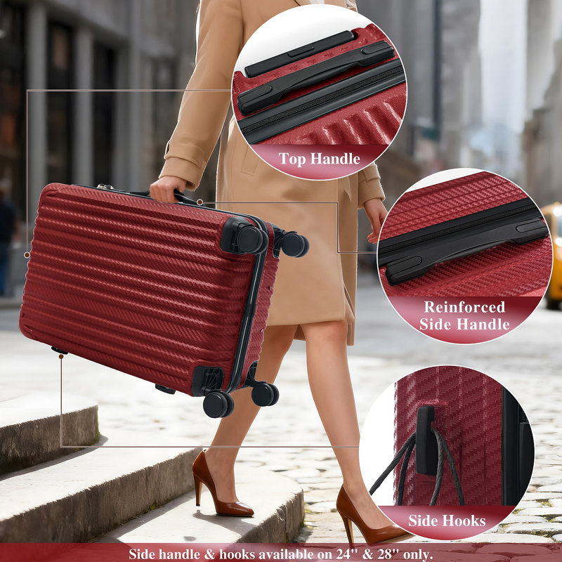 Ensemble 6 pièces de bagage, valise rigide en ABS avec roues pivotantes, verrou TSA, crochets latéraux, bagage à main léger et bagage à main