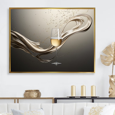 «Champagne Glass River Simplicity - Champagne, art mural»