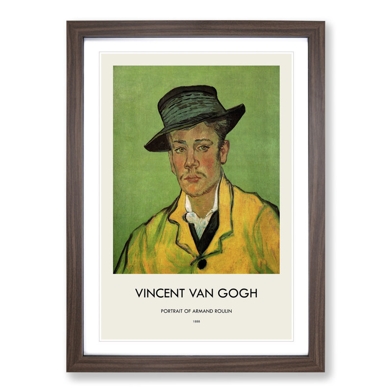 Portrait of Armand Roulin Print by Vincent Van Gogh - Picture Frame Painting, 65cm H x 48cm W x 2cm D, Walnut Framed
