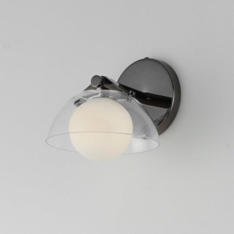 Domain 1 - Light Armed Sconce, Black, Clear