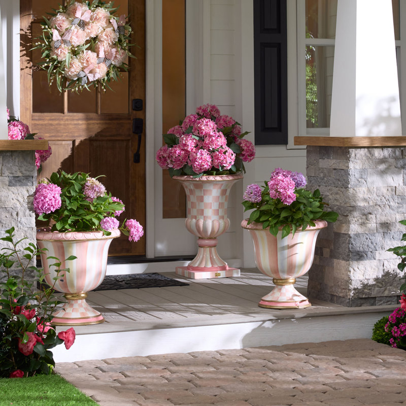 Rosy Check Pedestal Urn, 27" H x 19" W x 19" D