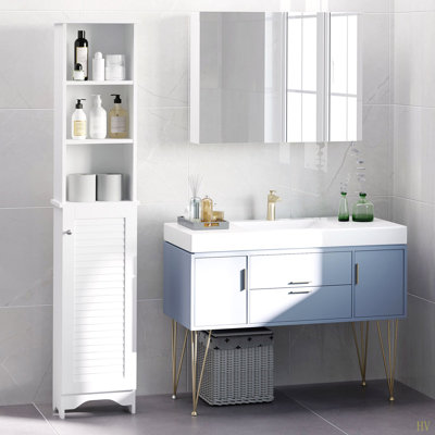 Armoire de salle de bain autoportante l 13,5 po x H 65 po x P 7,75 po