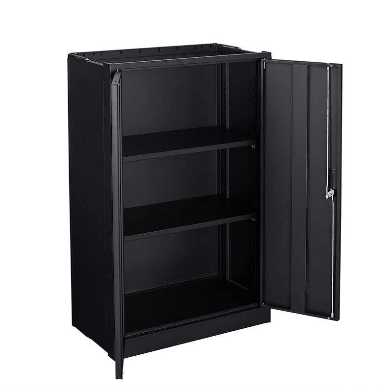 Armoire de rangement en métal avec portes verrouillables et tablette réglable, armoire de rangement pliante, armoire de rangement pliante pour bureau à domicile, école, garage, noir