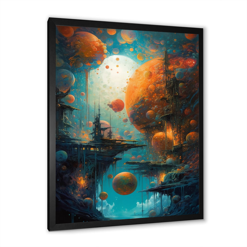 «Planets In The Universe II», reproduction d'art sur toile, Cadre noir, H 20 po x l 12 po x P 1 po