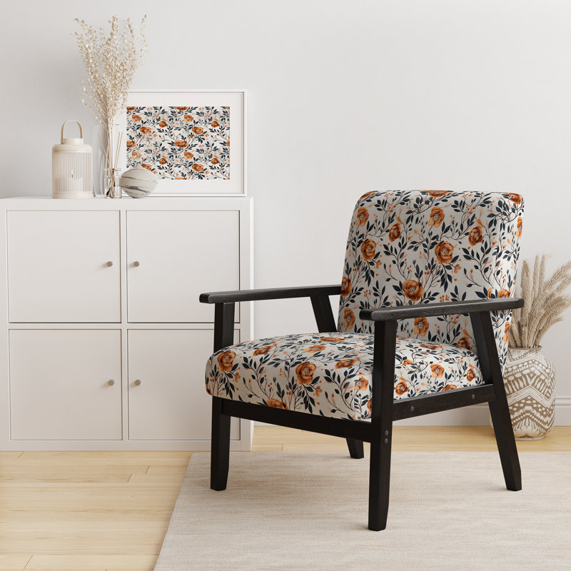 Chaise à accoudoirs rembourrée Vintage Brown Blossom Elegance