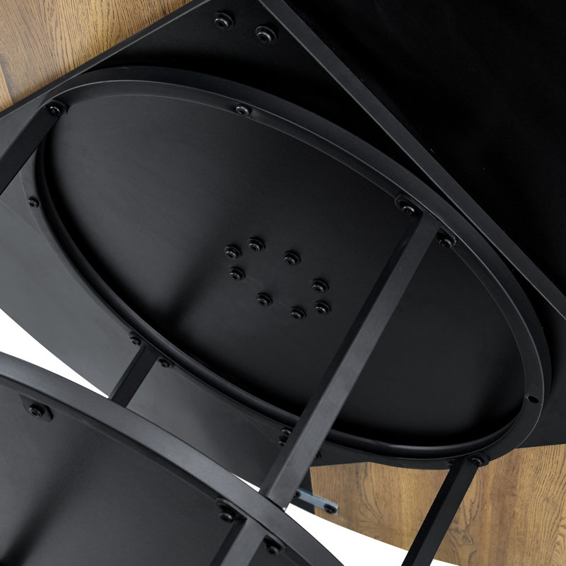 Grande table de salle à manger de 47,3 pouces avec rangement à deux couches - bois et attrait noir en forme d'éventail pour améliorer l'ameublement