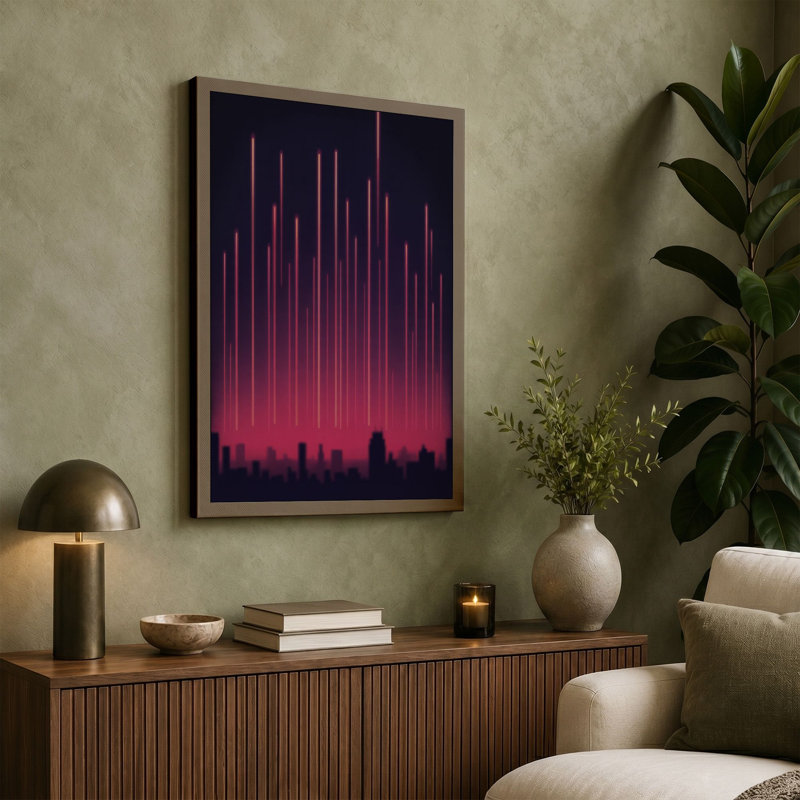 Neon Skyline Modern - Wrapped Canvas, White Border, 30x20 - 76.2 x 50.8 cm