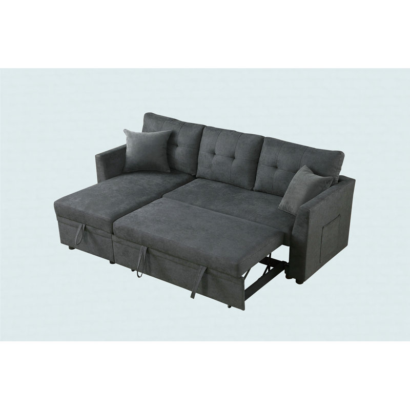 Sectional Sofa Bed, Gray, Right Hand Facing