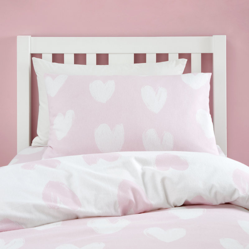 Brushed Cotton Hearts Reversible Duvet Cover Set, Double Duvet Cover + 2 Standard Pillowcases