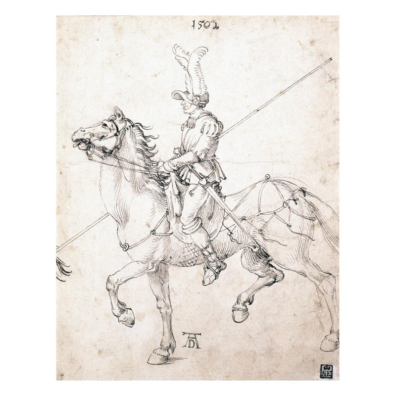«Lancier à cheval» par Albrecht Dürer - Impression giclée, H 28 po x l 22 po
