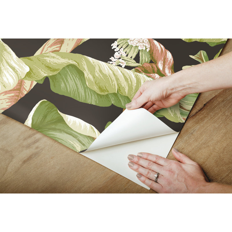 Rouleau de papier peint adhésif L 20 pi x l 27 po Woodway, Noir / Vert