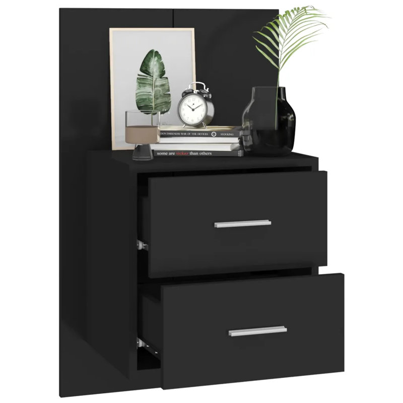 Jaicarious Wall-mounted Bedside Cabinet, Black