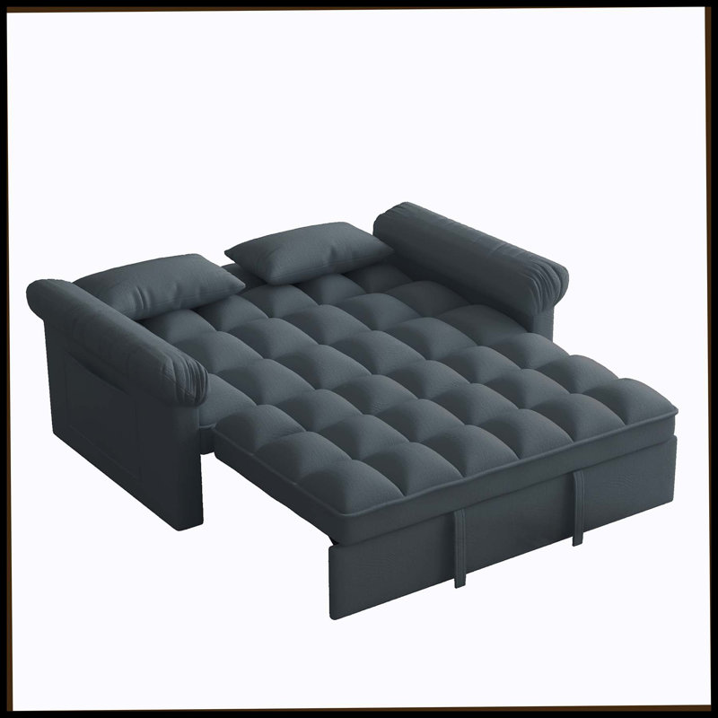 Loveseats Sofa Bed With Pull-Out Bed,Adjsutable Back-DARK GREY