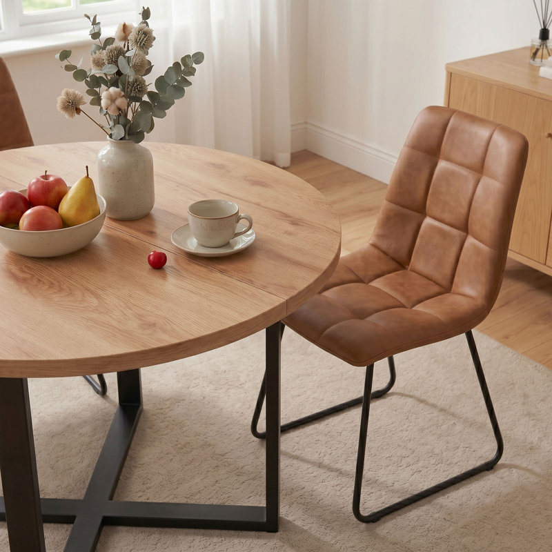 Ensemble de table de salle à manger 5 pièces avec 4 chaises, ensemble de table de salle à manger avec base en métal, Brown