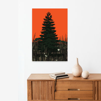 Arbre au crépuscule, paysage audacieux de pin
