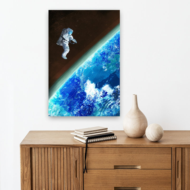 Promenade spatiale - Paysage abstrait contemporain - Affiche murale nature, H 18 po x l 12 po
