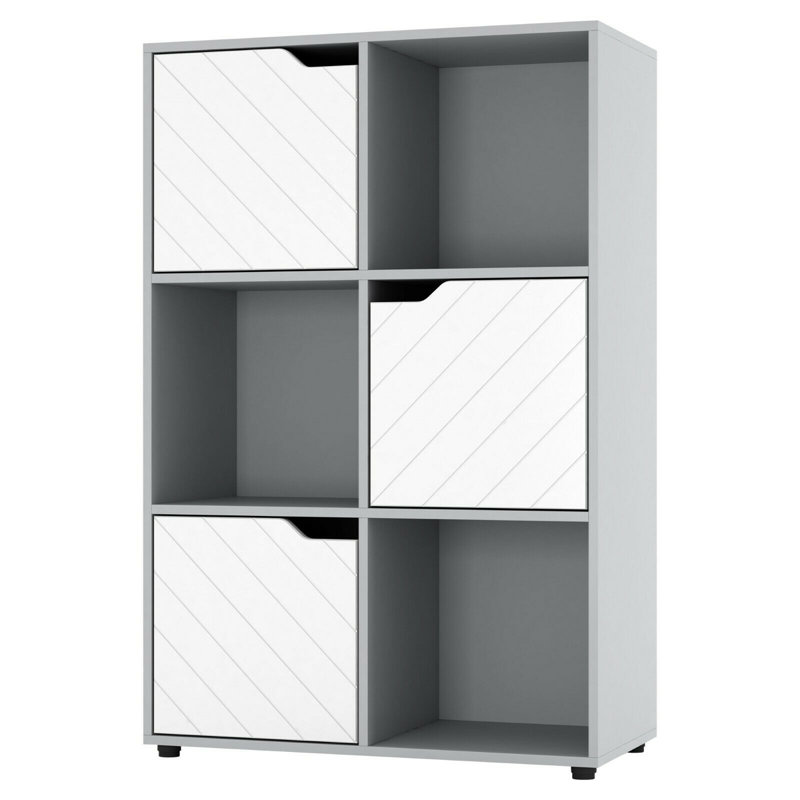 Berrick 90.5cm H x 60cm W Cube Bookcase, Grey/White