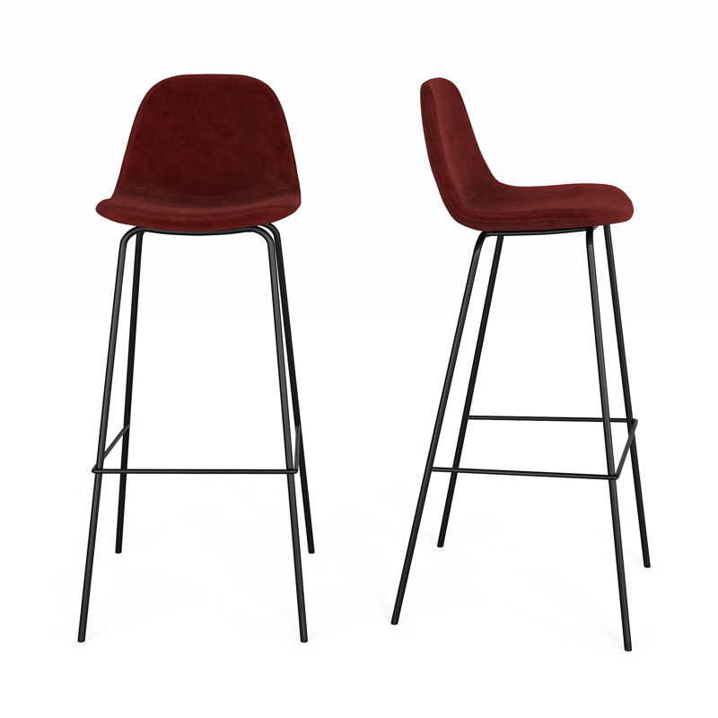 Tabouret de bar et de comptoir Kinlaw, Tabouret de bar (siège d’une hauteur de 30,5 po, Velours Bella Claret Performance