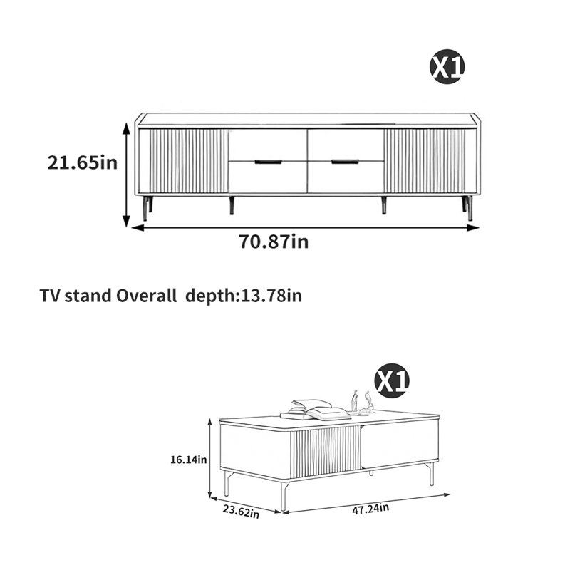 Table basse et meuble télé de style français