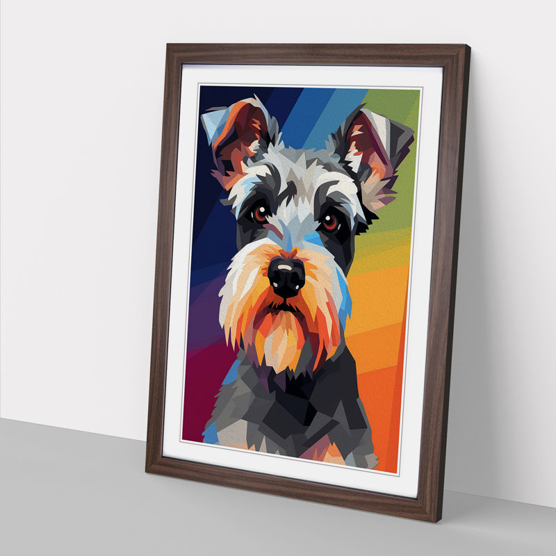 Schnauzer Minimalism Art - Framed Print, Walnut Framed, 46cm H x 34cm W x 2cm D
