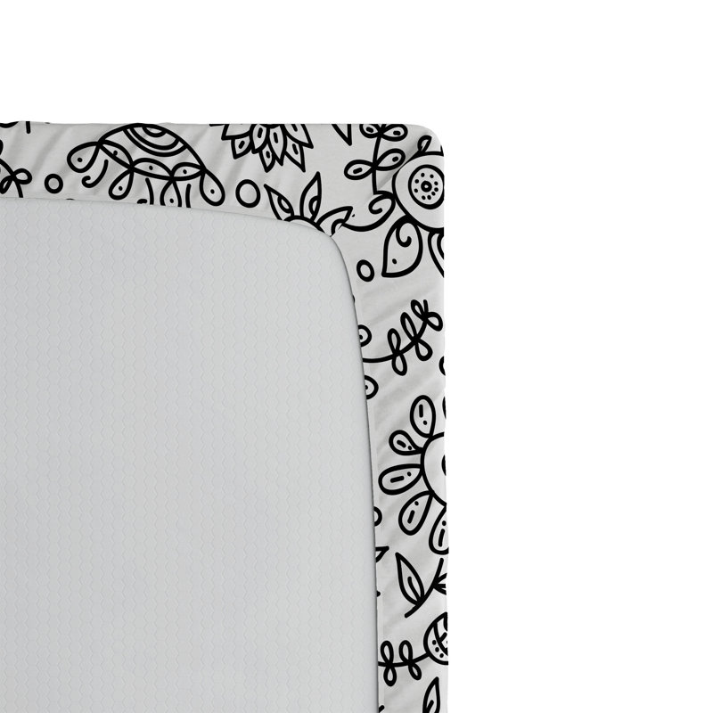Drap-housse Ambesonne, paquet de 2, Noir, blanc / floral 1, Drap-housse très grand californien