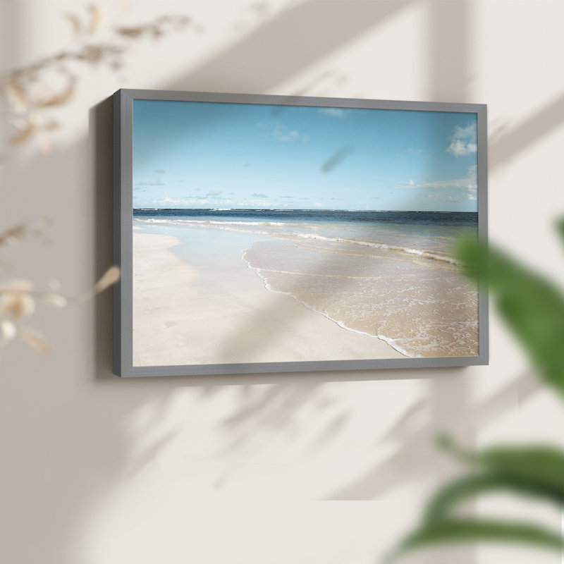Sugar Sand Beach -Framed Print - Restickable, H 8 po x l 10 po, Gris