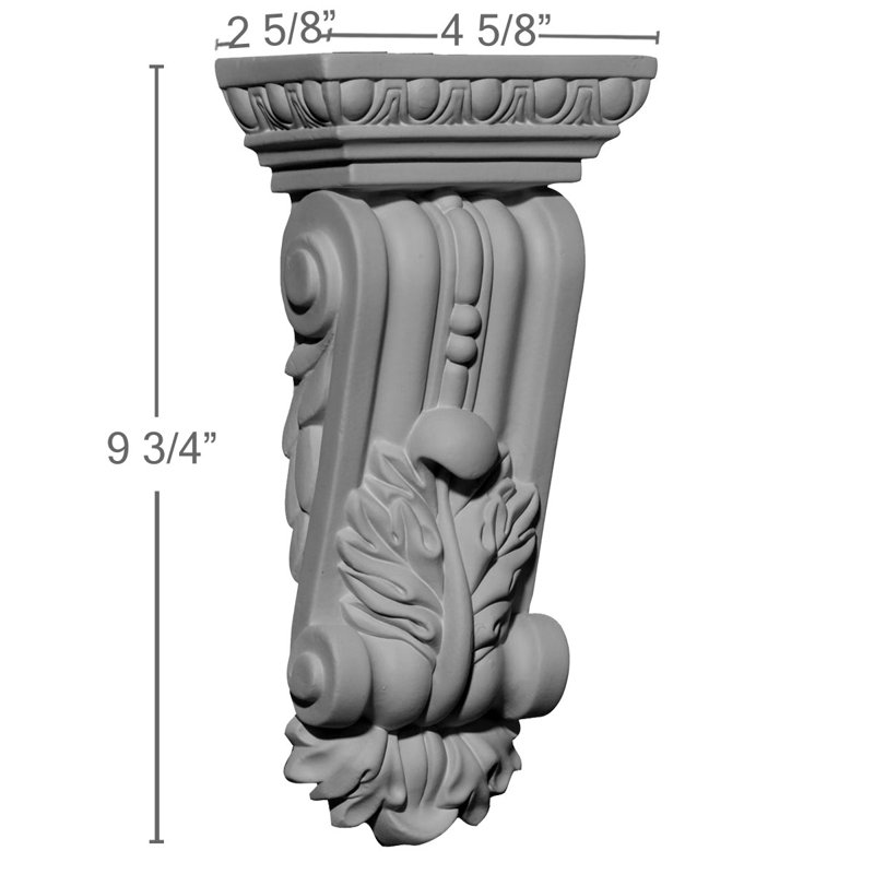 Endurathane Gorleen Corbel, 4 5/8"W x 2 5/8"D x 9 3/4"H, Factory Primed