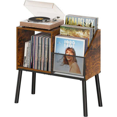 3-Tier Vinyl Record Player Stand With Storage, Holds Up To 200 Albums, Vintage Turntable Table With Wood And Metal Design For Living Room And Bedroom