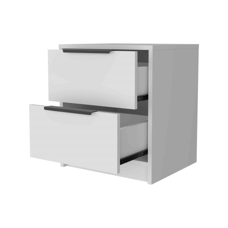 Washington Nightstand, Two Large Drawers, White