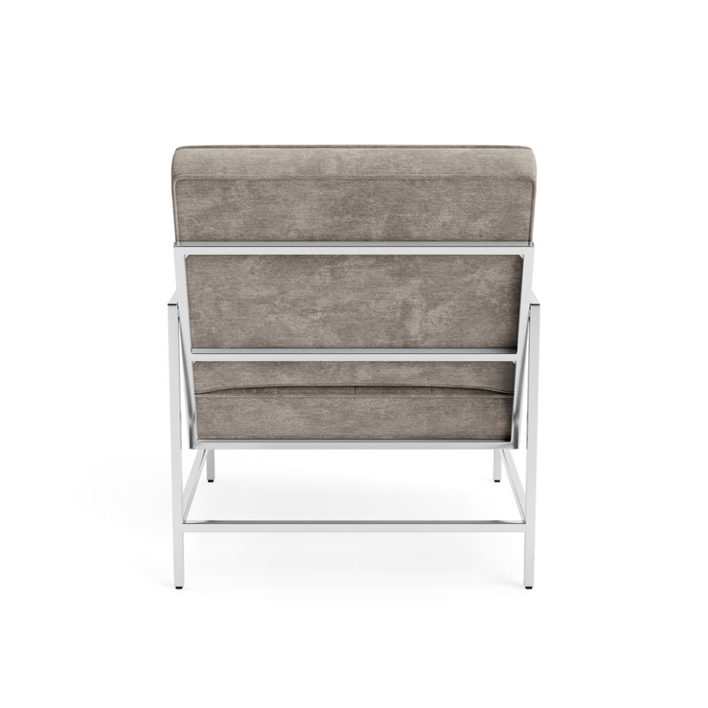Major Arm Chair, Sienna, Vintage Chenille - Mink, Polished Stainless Steel