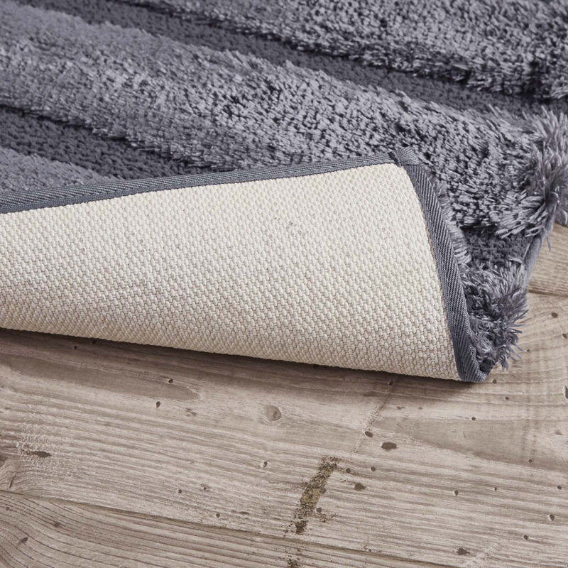 Tapis de salle de bain antidérapant, Gris, L 24 po x L 58 po