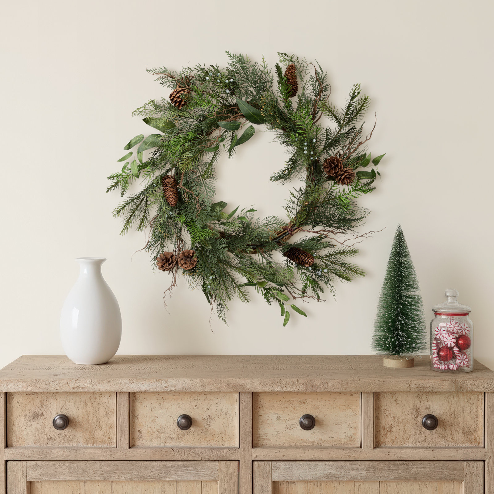 24'' Faux Cedar Polyethylene Plastic Wreath