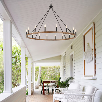 Moomal Candle Style Dimmable Wagon Wheel Chandelier
