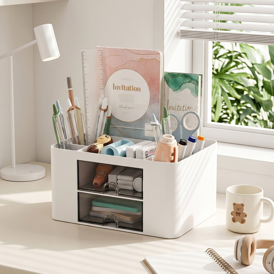 Modern Plastic Desktop Storage Organiser with Drawers