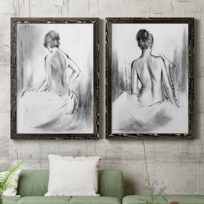 «Soft Silhouette V», ensemble de 2 reproductions sur toile, H 31,5 po x l 47 po, Impression encadrée sans passe-partout, Noir
