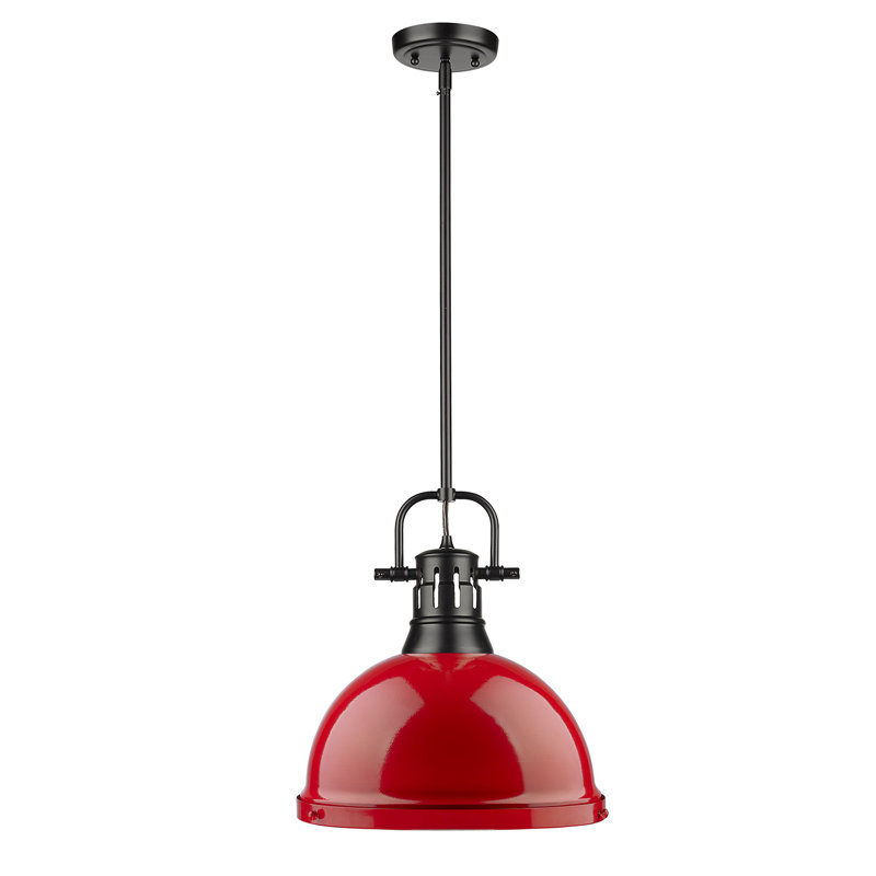 Luminaire suspendu dôme en acier à intensité variable 1 lumière Calico, Rouge, Noir mat