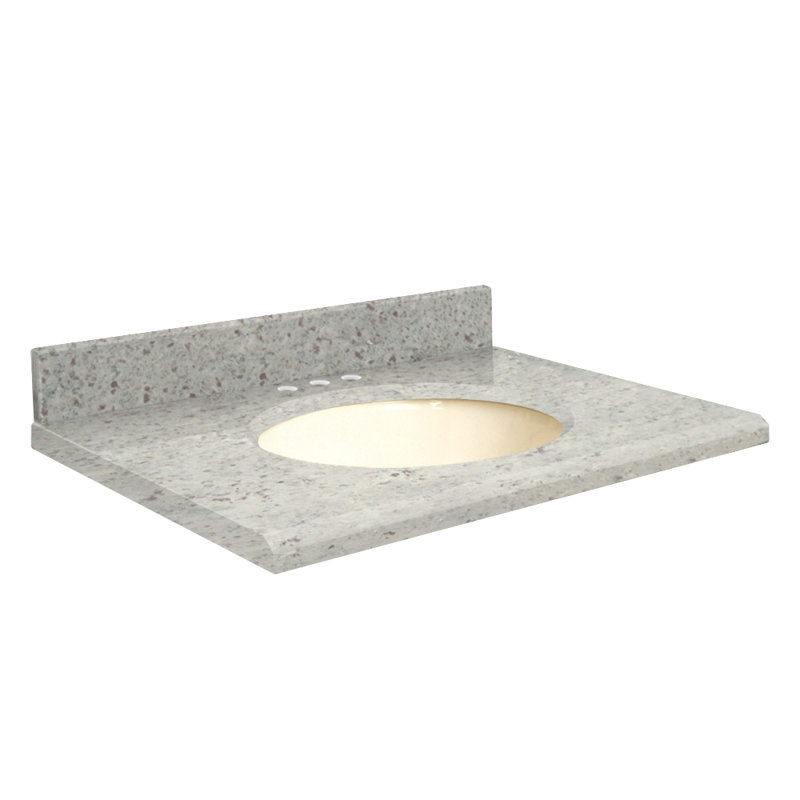 Dessus de salle de bain simple 49 po meuble-lavabo, Centré de 8 pouces, Blanc, Jaune parfait