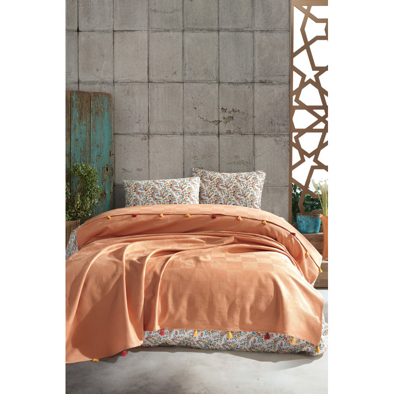 Ensemble de housse de couette 100% coton 4 pièces Becquere, Orangé