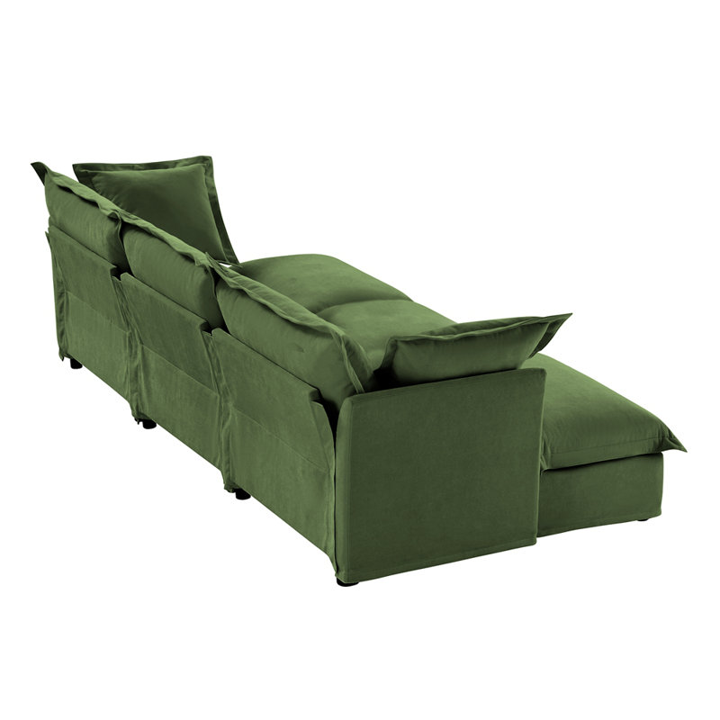 Canapé 3 places avec 3 repose-pieds, Green