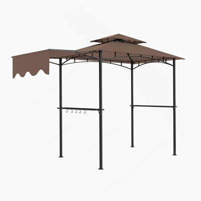 Abri de jardin pour barbecue ventilé, abri de jardin extérieur pour barbecue, avec auvent latéral, tablettes latérales et crochets