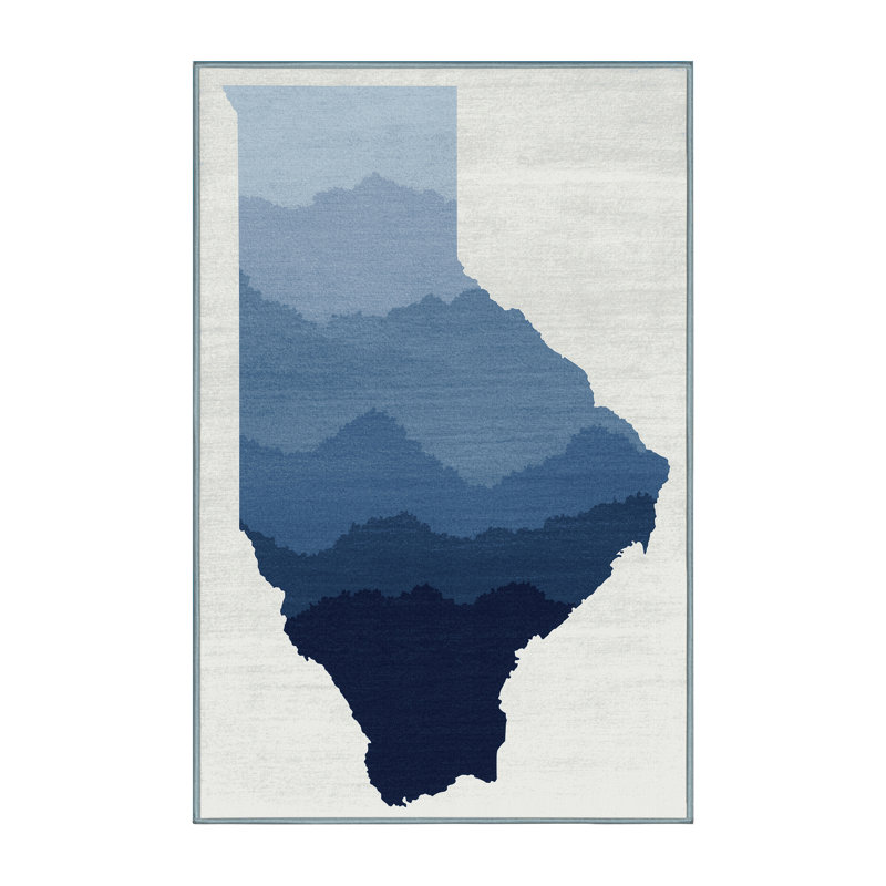 Soft Plush Filkins July 4Th Modern & Contemporary Abstract Area Rug in Blue – SkyBlue Binding, 2x4