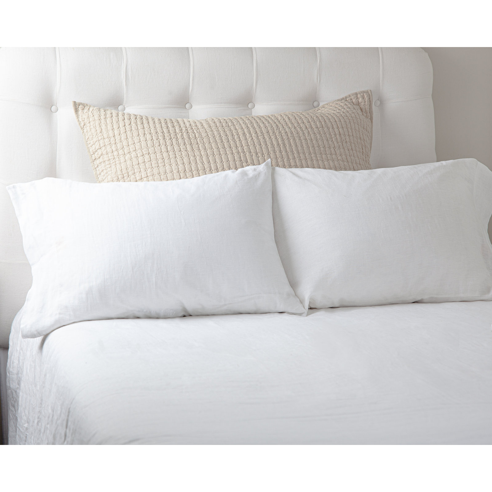 Bahari Linen Percale Quilt, Euro, White
